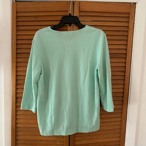 Speculation Women’s Turquoise Laced 3/4 Quarter Sleeve Blouse Sz M - Picture 6 of 6